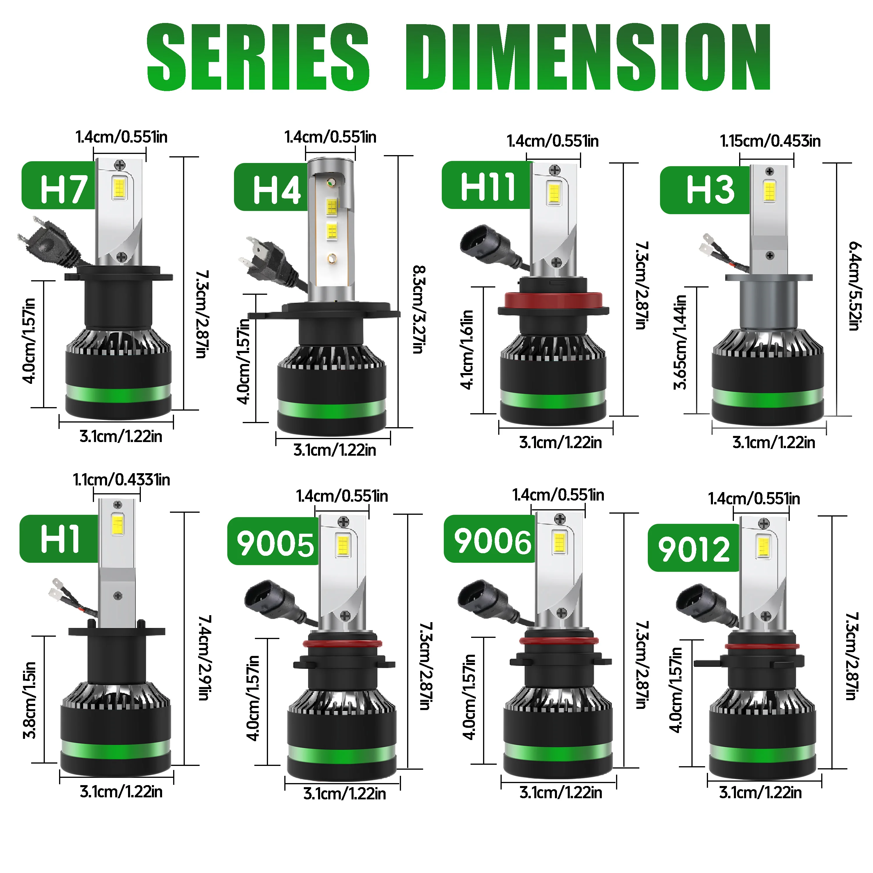 Heyword 2pcs H4 H7 H11 9005 9006 LED headlight bulbs, 300W 30000LM single copper tube ultra bright car LED headlights