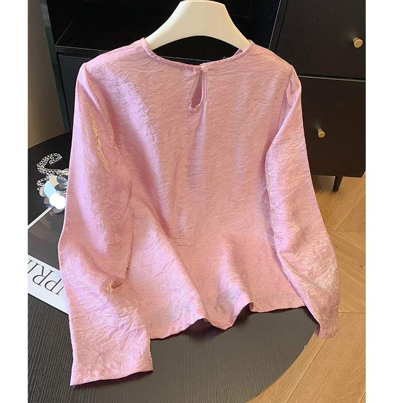 Chic Casual Women's irt Base Layer Top Outerwear Autumn 2025 Slimming Versatile Anti-Aging Polyester Blend Long Sve