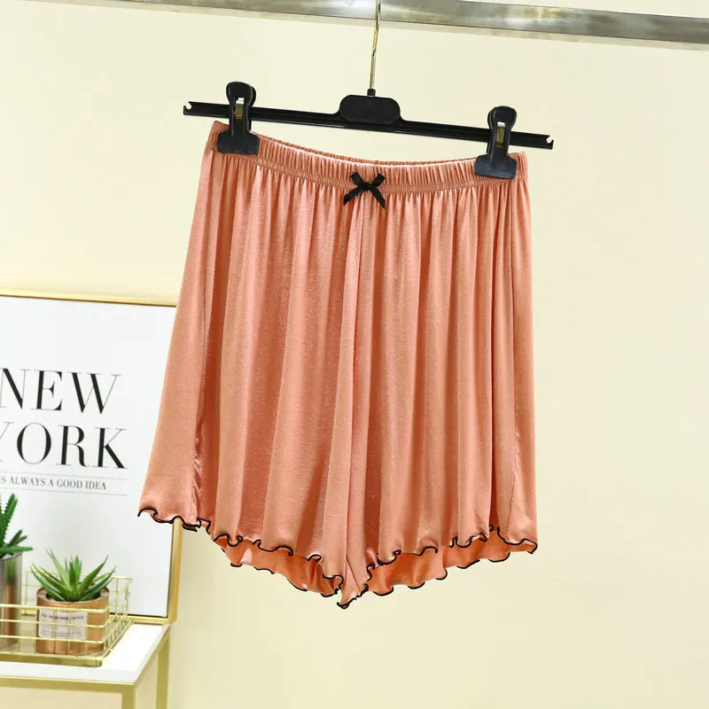 Pantaloncini con balza con fiocco a farfalla Pantaloni da casa antiscivolo a metà coscia Pantaloni larghi a vita alta Pantaloni da notte a gamba larga per la primavera estate