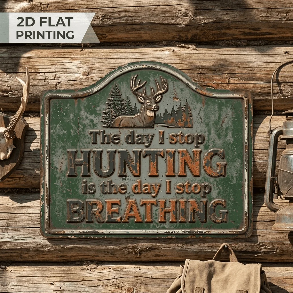 2D Flat,1pc, Hunting Sign, Deer Plaque, Outdoor Decor, Aluminum Sign(12'X9.8'), Garden Sign, Patio Sign, Yard Decor, Porch Decor