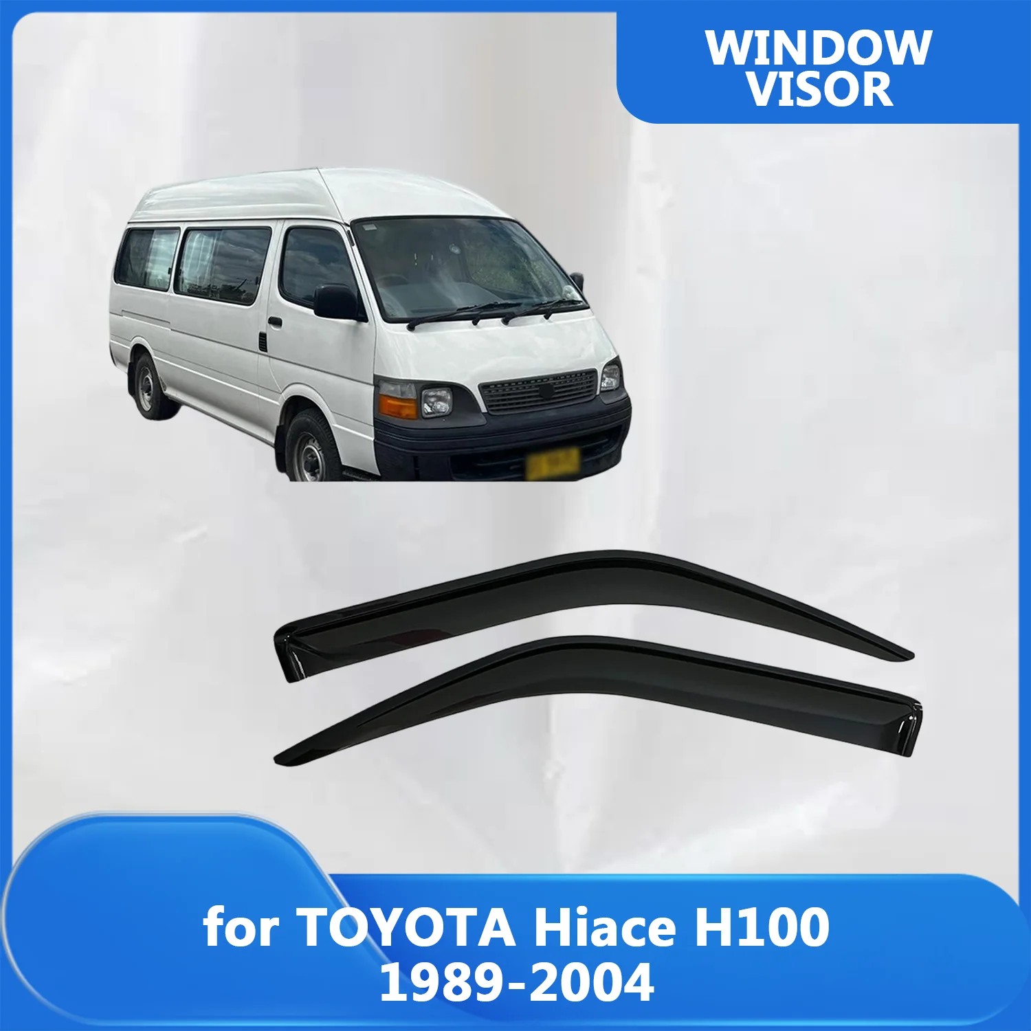 

FOR TOYOTA Hiace H100 1989-2004 Side Window Visor Rain Guard Side Vent Deflector Weathershield Outside-Mount Tape On