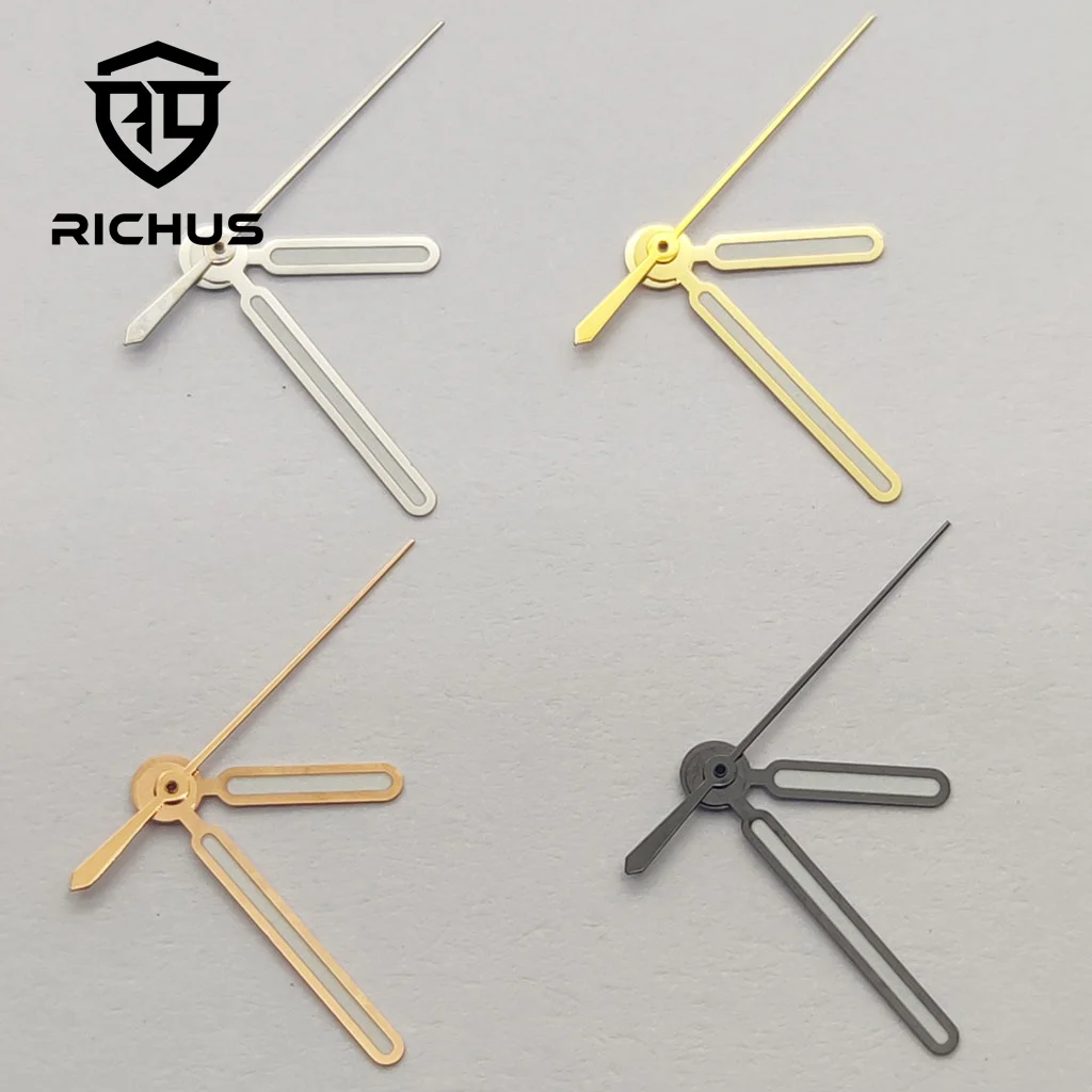 ساعة ريتشوس فضية/ذهبية/زرقاء عقارب خضراء مضيئة تناسب NH34 NH35 NH36 ETA2824 2836 Miyota8215-DG حركة #2