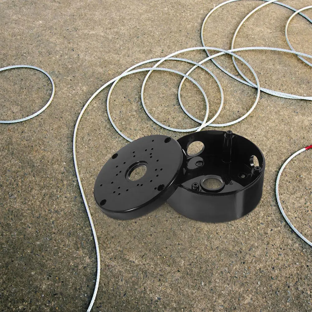 2Pcs Waterproof Round Junction Box Large Space Cable Storage Outdoor Electrical Outlet Box for Security Camera