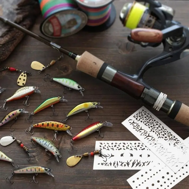 6Pcs Fishing Lure Painting Templates PVC Drawing Stencils for Handmade Fish Lure Y5GB view 4
