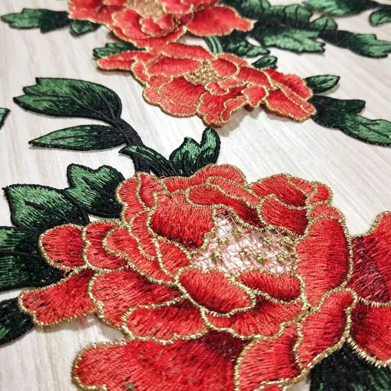 Colorful Peony Embroidery Applique Durable Floral Patch DIY Sewing Craft for Clothing Hat Backpack Art Decoration Project
