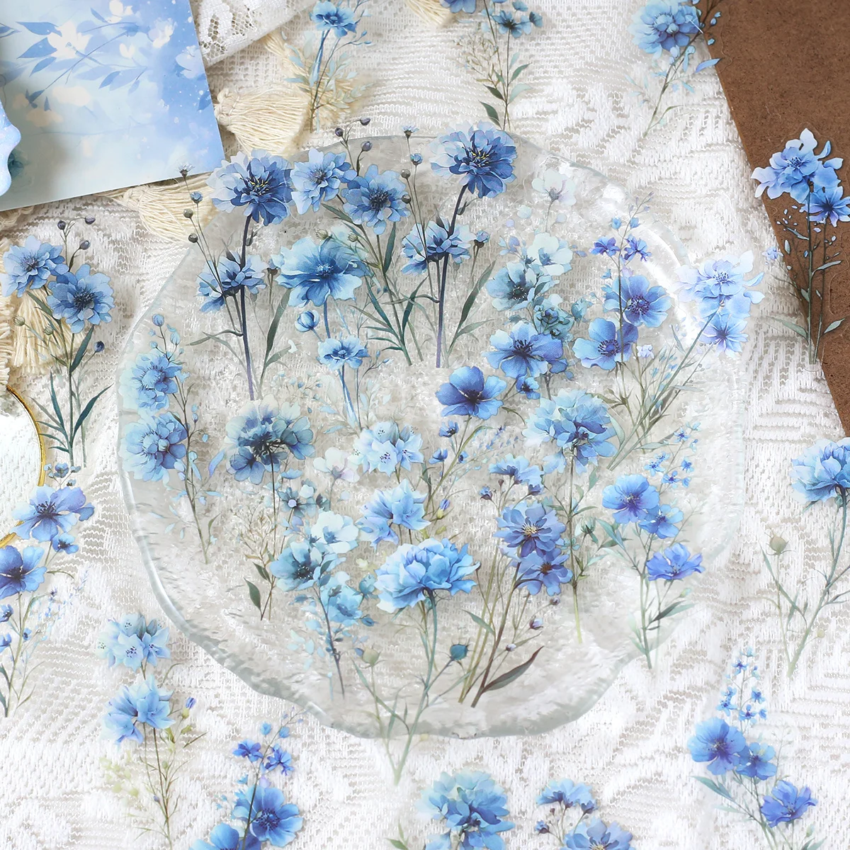 Journamm 30pcs Transparent Floral Decorative Stickers Creativity Adhesive Diy Sticker Hand Made Decorative Junk Journal Supplies