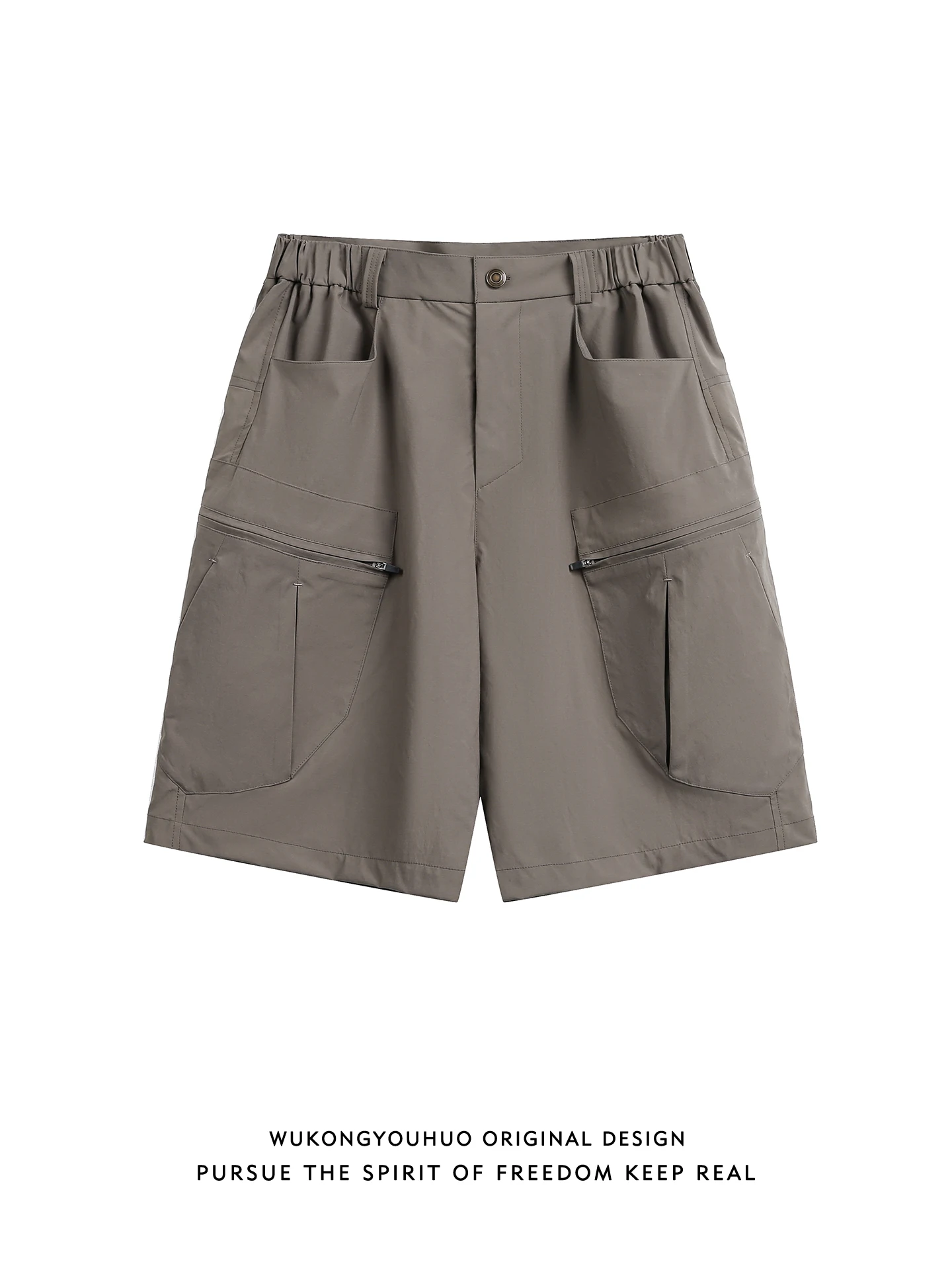 

Waterproof Summer Functionali orts Men's Loose Wide Leg Outdoor Five-Quarter Pants Casual Sle Zipper Decoration Button ...