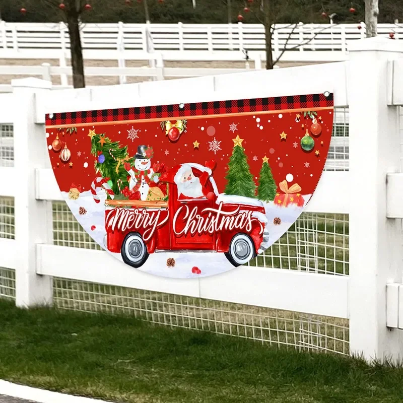 Christmas Fan-shaped Flag Outdoor Banner Christmas Decorations for Home 2024 Xmas Bunting Flag Navidad Natal Gifts New Year 2025