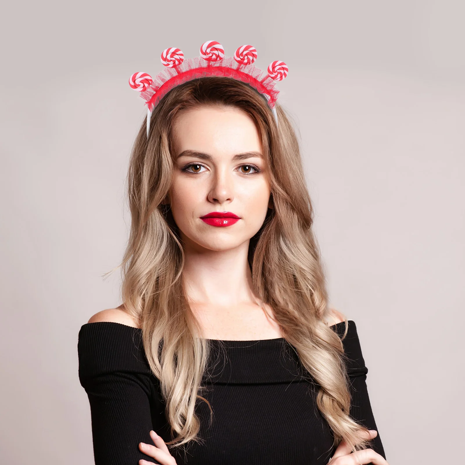 

Lollipop Headband Hair Accessories for Girls Red Cartoon Fruit Party Boppers Headwear Elastic Soft Material Fun Novelty