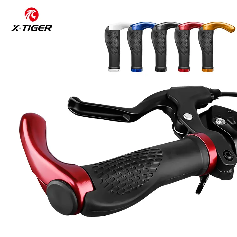 X-TIGER Bicycle Grips Anti-skid Rubber Mountain Horns Bike Grips Aluminum Shock Absorption Bicycle Handlebar Cover Accessorice