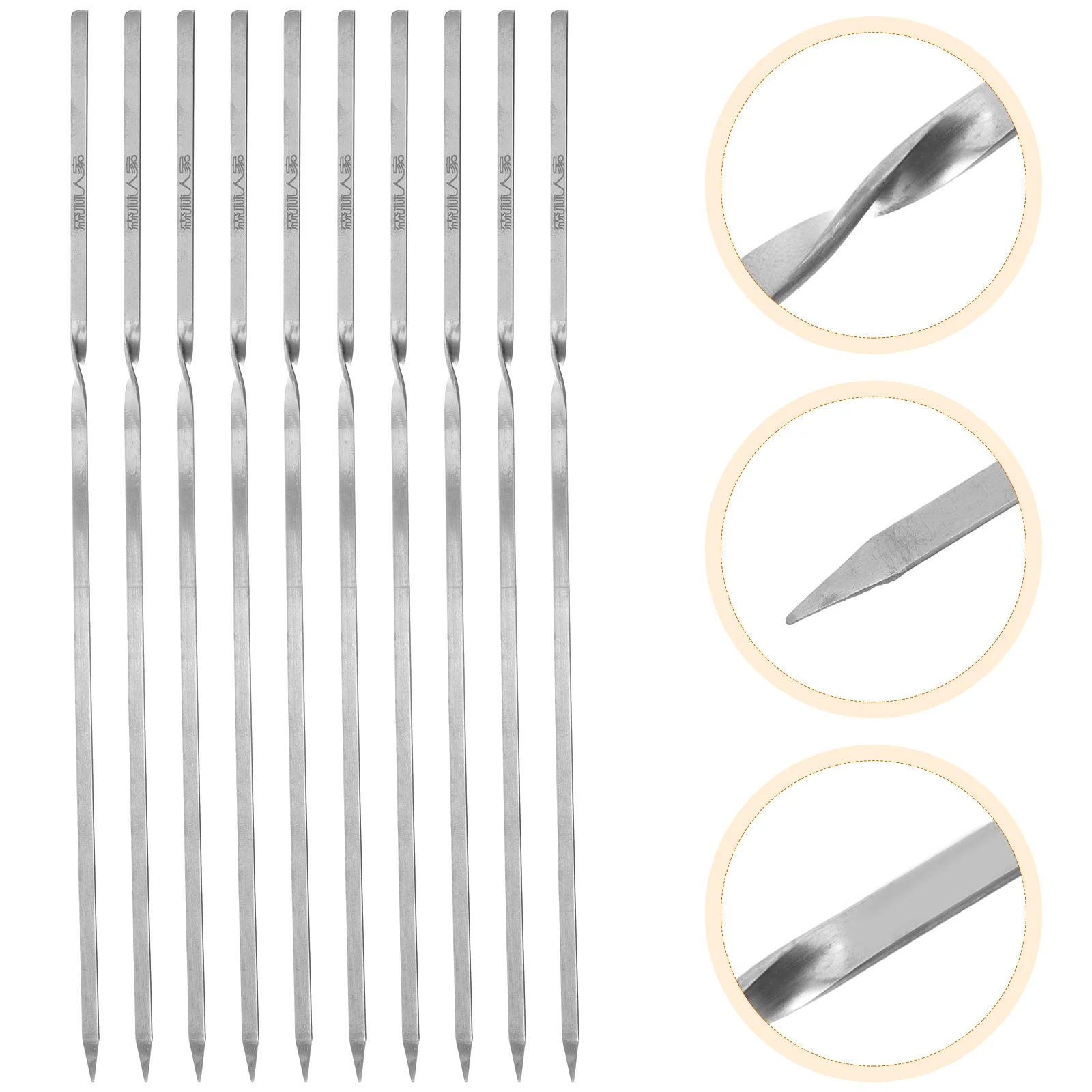 

10pcs Kebab Skewers Stainless Steel BBQ Sticks Grilling Tools Outdoor Kabob Flat Picks Vertical Skewer Meat barbecue