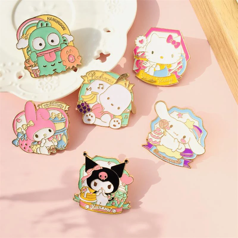 

Anime Sanrio Hello Kitty Hangyodon Alloy Brooch Cinnamoroll Cartoon Metal Badge Cute Female Student Clothing Bag Accessories