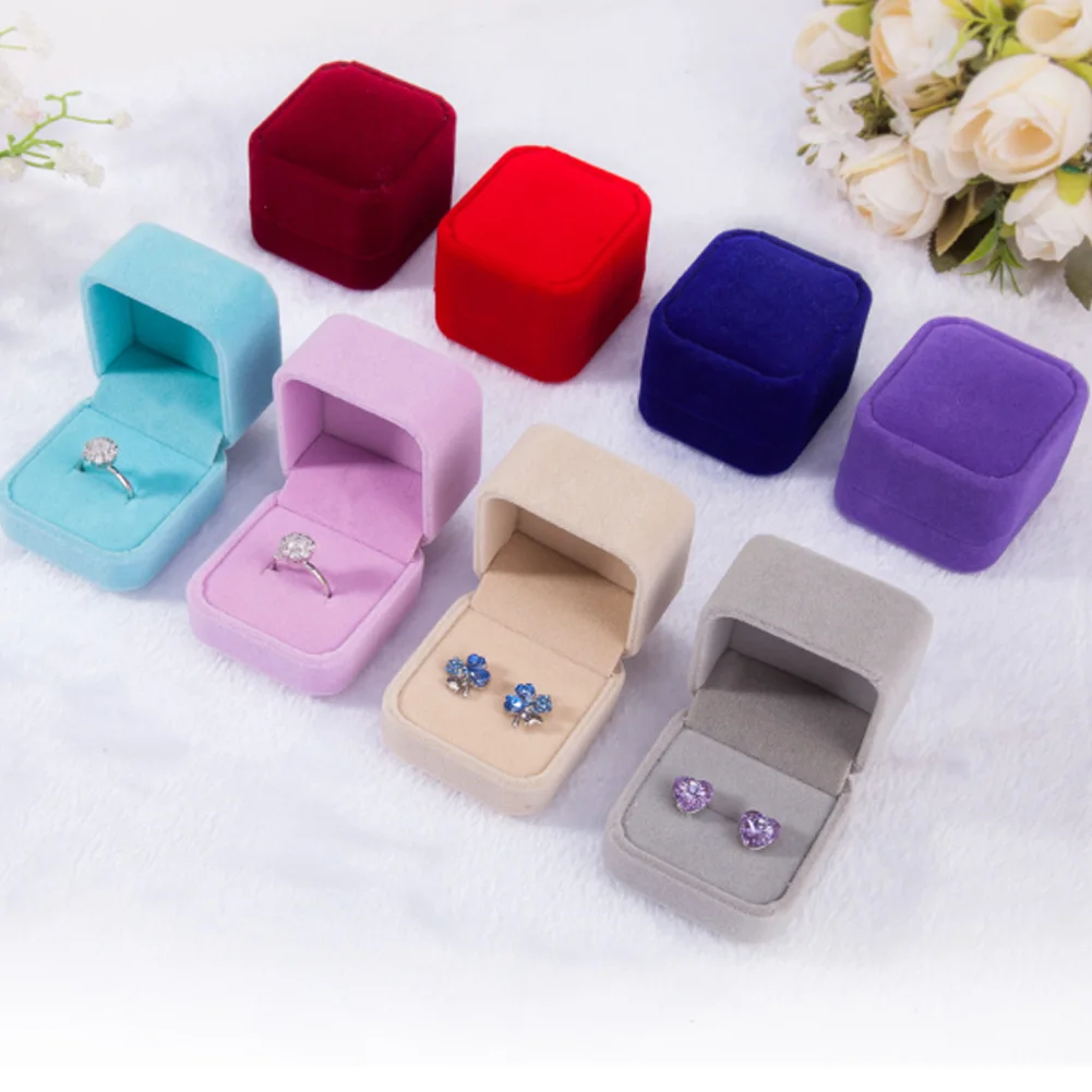 Velvet Ring Box Blue Red Black Jewelry Package Box Necklace Ring Earring Jewelry Boxes Bracelet Organizer Storage Gift Box