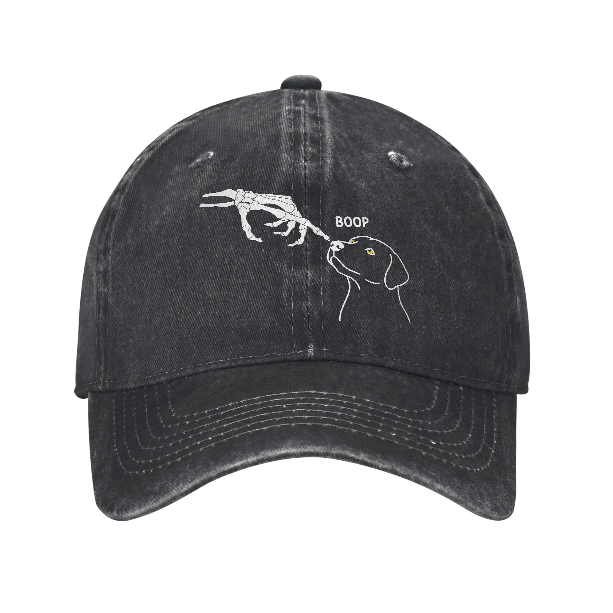 Boop Skeleton Hand Dog Retro Funny Halloween Dog Lover Sun Baseball Cap  Fashion Female Male Washed Trucker Hat High Quality