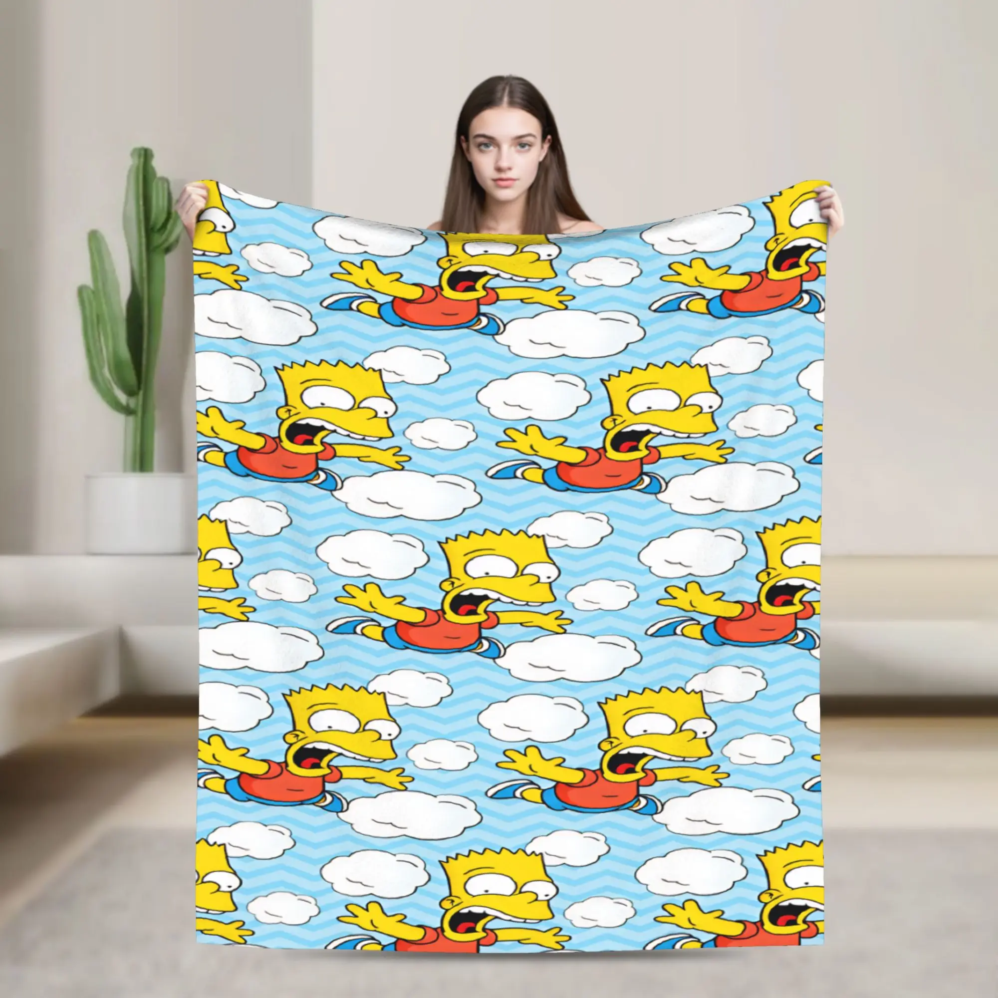 The S-simpsons  Warm Soft Blanket  Camping Plush Throw Blanket Novelty Outdoor Flannel Bedspread Sofa Bed Cover