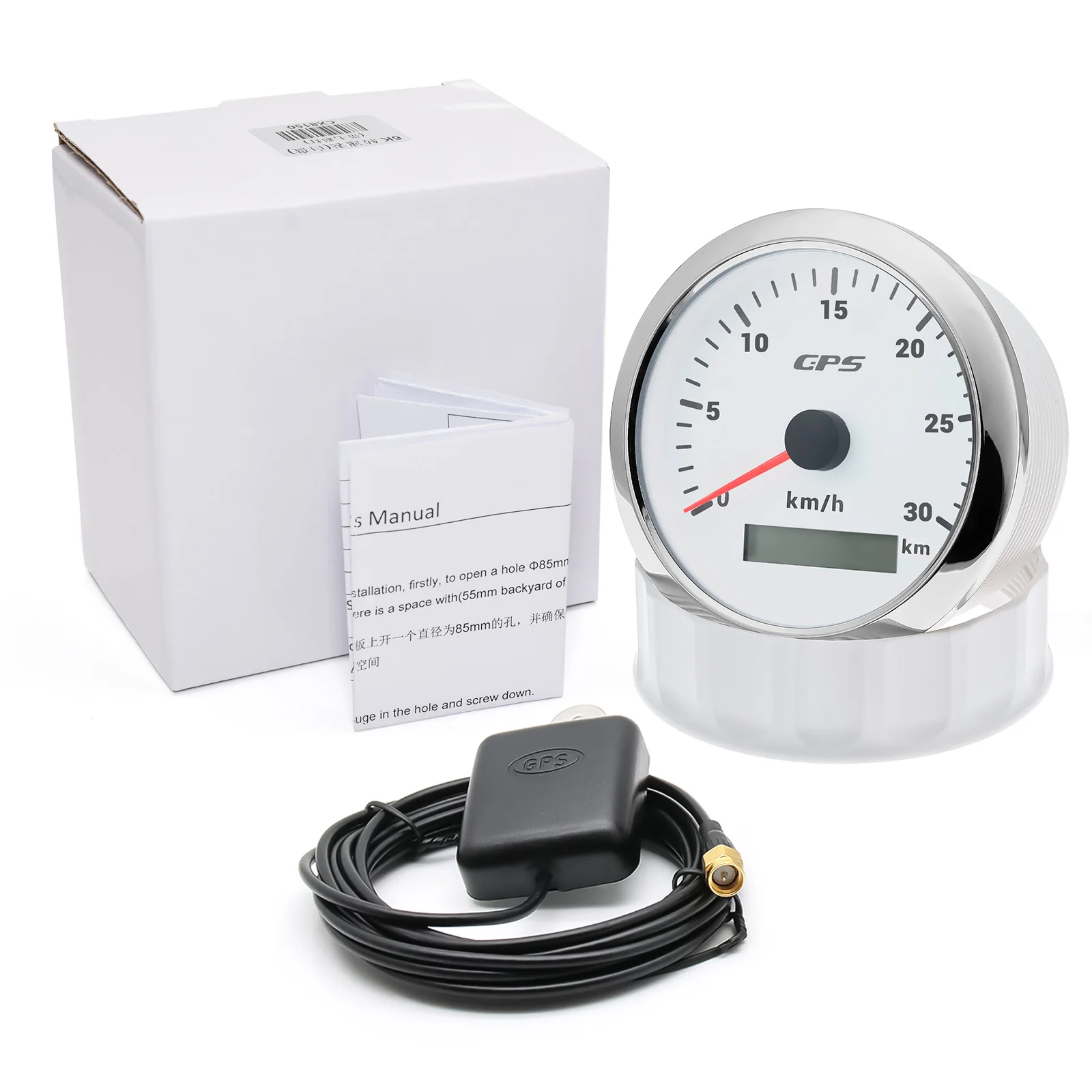 85 MM GPS Snelheidsmeter Gauge 60/120/200 KMH 7 Kleur Licht met GPS Antenne Waterdichte Motorfiets Boot auto Vrachtwagen Snelheidsmeter Meter