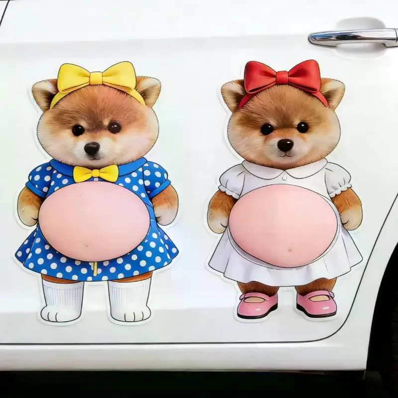 Cat Dog 3D Belly Stickers Soft Silicone Squeezeable Stress Relief Stickers DIY Phone Case Car Anti-collision Sticker Kawaii