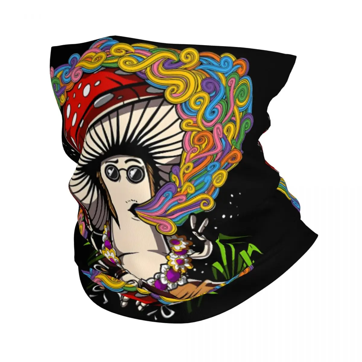 Mushroom Hippie Stoner Poster Scarf Neckerchief Neck Face Mask Polyester