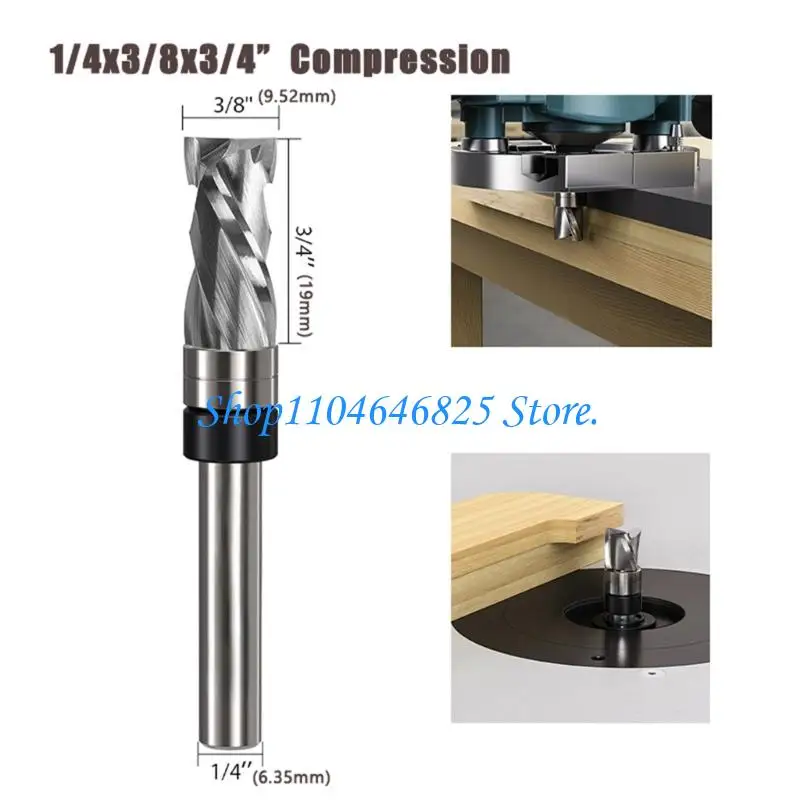 1/4inch/3/8inch/1/2inch/3/4inch Double Bearing Compression Flush Trim Router Bit Milling Cutter Woodworking End