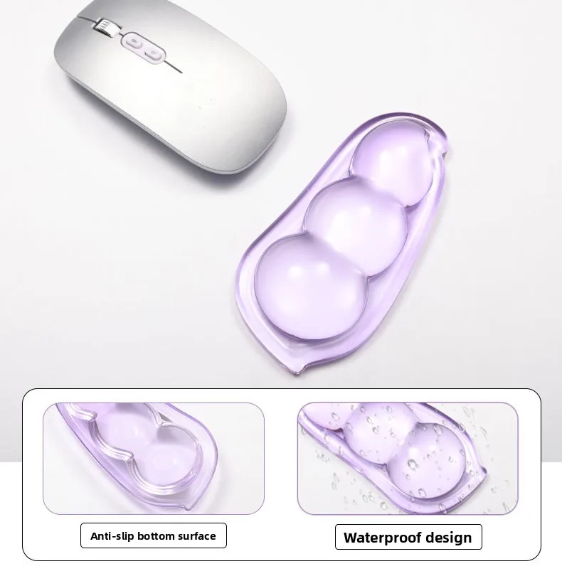 Silikon-Handgelenkauflage in Bohnenform, Transparente Kühlgel-Unterstützung für Büro und Gaming, Ergonomisches Weiches Kissen – Detail 4