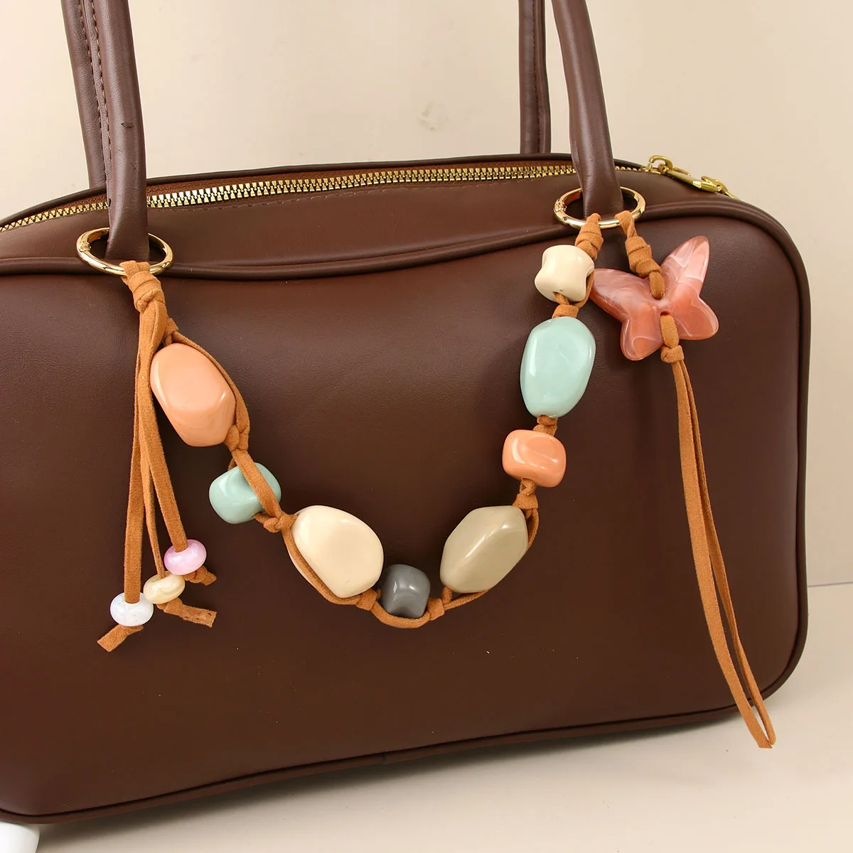 

Colorful Acrylic Handbag Strap Handle Bead Replaceable Resin Stone Wristlet Purse Bag Belt DIY Bag Parts Accessories