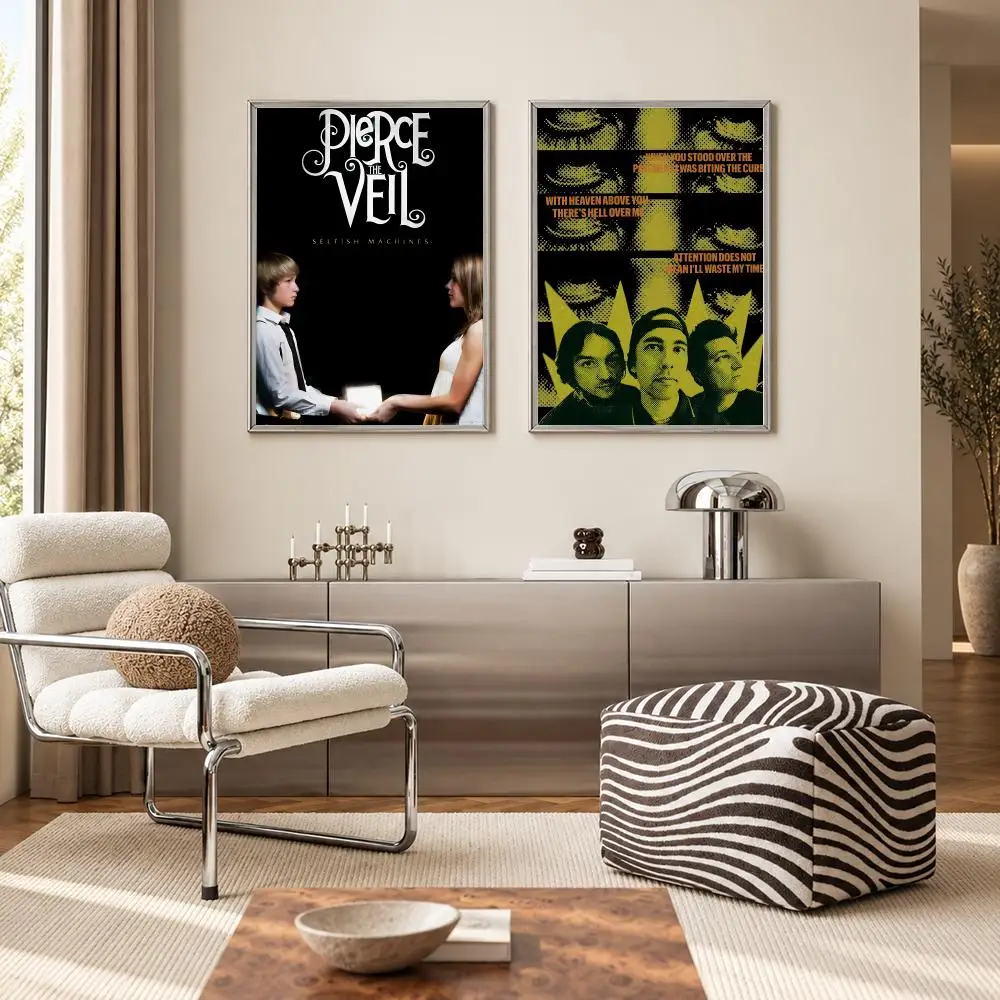 Popular Post-Hardcore Rock Band Pierce The Veil Poster Self‑Adhesive Waterproof PP Poster Coffee Bar Wall Art Home Decor