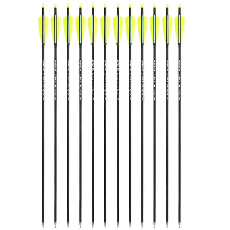 6/12pcs 31.6 Inch Archery Mixed Carbon Arrow Spine 500 4inch Turkey Feather ID6. 2mm OD7.8mm Hunting and Shooting Accessories