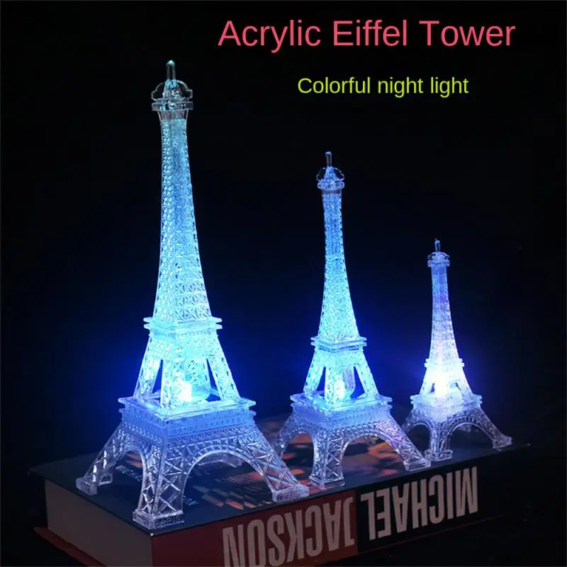 

Luminous Table Lamps Acrylic Iron Tower Nightlight Creative Bedroom Bedside Living Room Decorative Lamps For Birthday Present