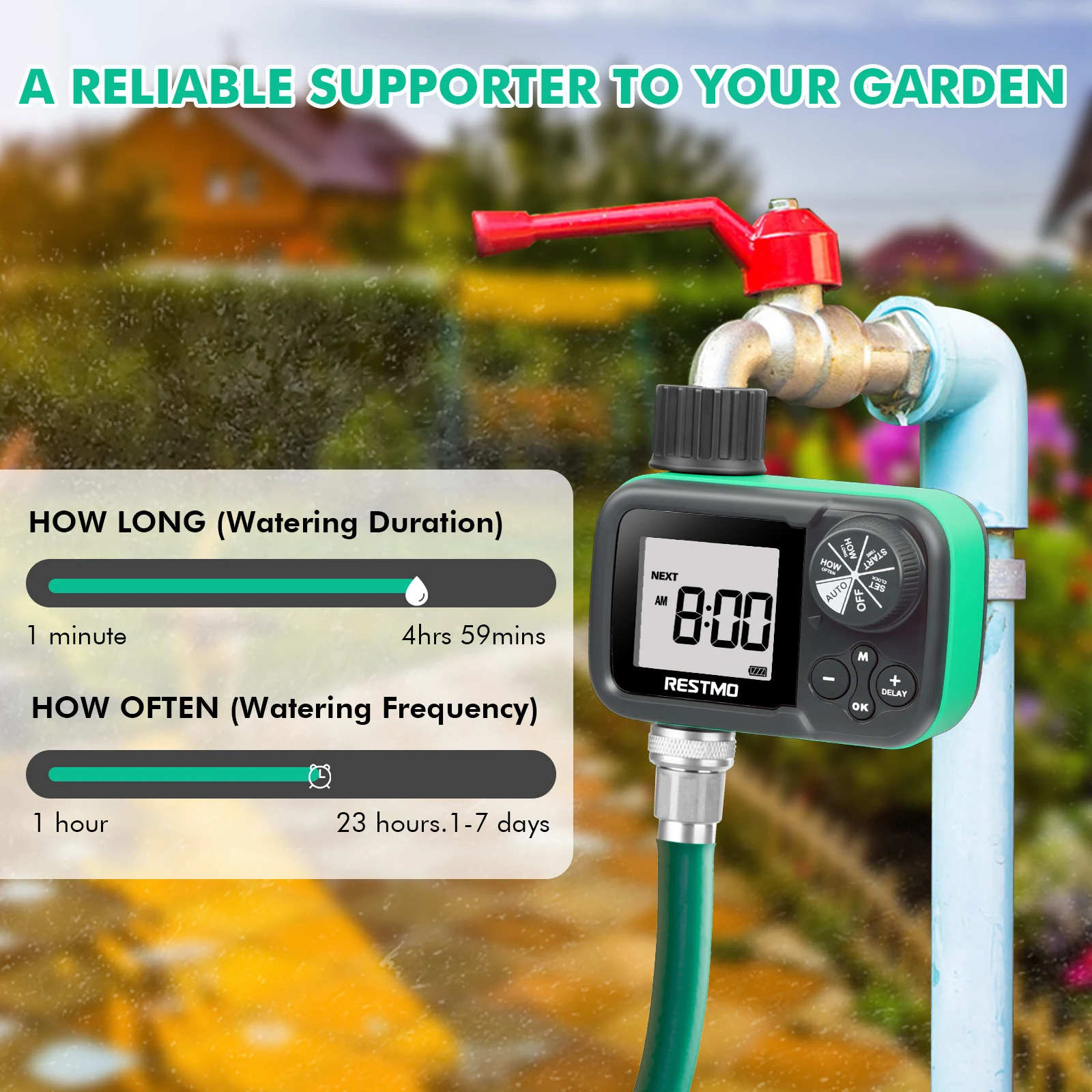 Automatic Manual Control Water Timer Low Water Pressure Ball Valve for Garden Outdoor Faucet Lawn Irrigation Sprinkler System