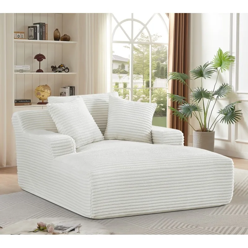 Cloudline Oversized Chaise Lounge Chair in Soft Corduroy, Modern Comfy Couch with Full Foam Cushioning, Cozy Sleeper Sofabed for