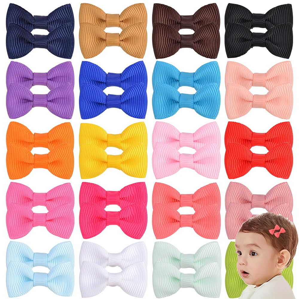 

20pcs/set Colorful Mini Bowknot Hair Clip for Baby Girls Cute Grosgrain Ribbon Bows Barrettes Side Clip Hairpin Hair Accessories