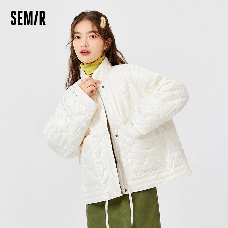 Semir-女性用パッド入りコットンジャケット,スタンドアップカラー,単色,引きひも,用途が広い,冬,新しいコレクション2023