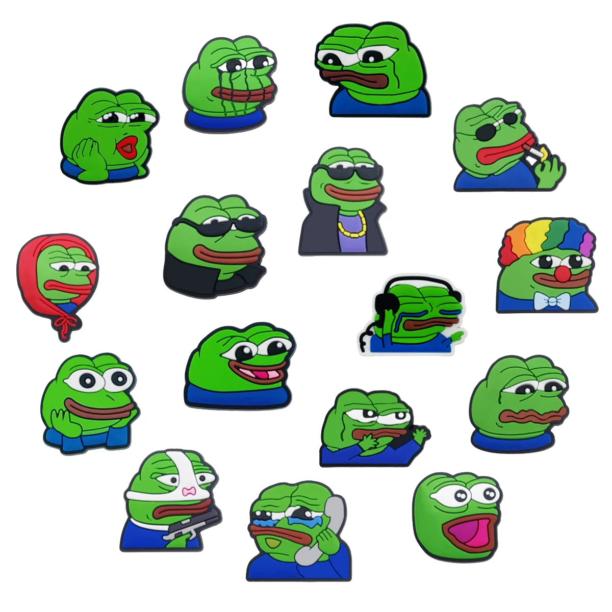 New Arrivals 1Pcs Sad Frog Shoe Charms for Crocs Accessories Decoration Shoe Pin Bracelet Wristband Adult Party Gifts image 2