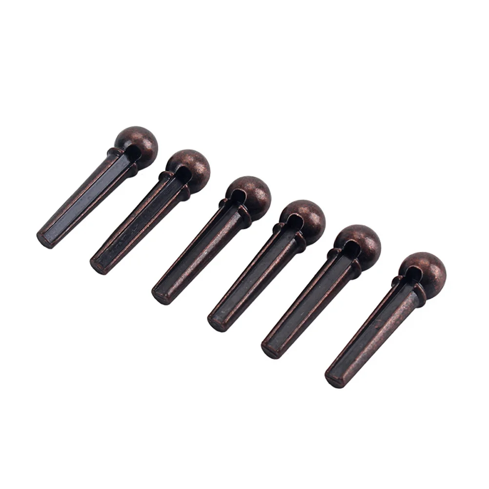 6 pçs pinos de corda de guitarra pinos de ponte de metal de bronze para guitarras folclóricas acústicas substituição forte portamento estável timbre varredura