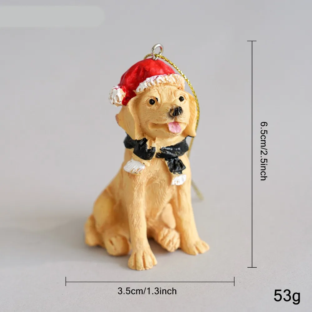 Creative Christmas Hat Dog Sculpture Sitting/Standing Position Puppy Deer Desktop Ornament Exquisite Modern Christmas Ornament
