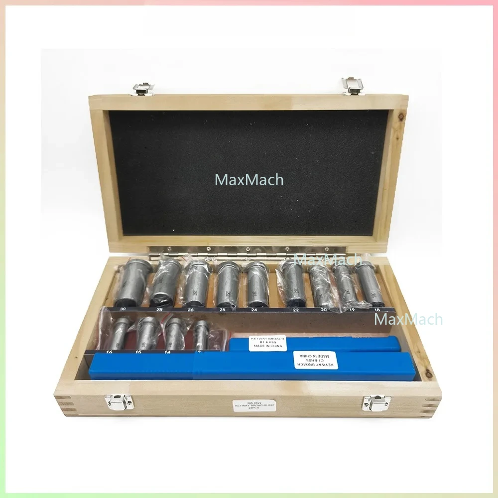 

Keyway Tool Knife for CNC Machine 22pcs Hss Groove Keyway Broaches Set Bushing Shim Set Metric System 12-30 HSS