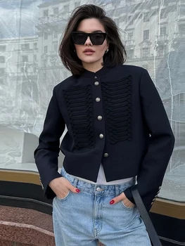 Chic Single-breasted Women's Jackets Long Sleeve O-neck Solid Female Coats 2026 Spring New Street Fashion Loose Lady Outwears