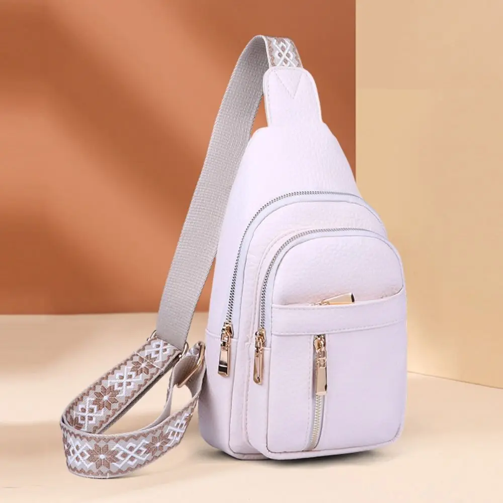 Sturdy PU Leather Bohemian Chest Bag Solid Color Vintage Crossbody Backpack Multi-Pocket Waterproof Outdoor Shoulder Bag Camping - view 4