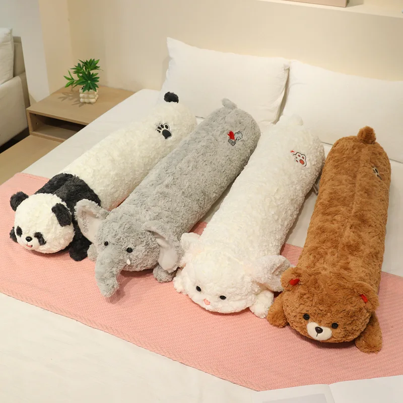 Kawaii Long Gaint Curly Animal Bunny Plush Pillow Doll Elephant Rabbit Bear Panda Soft Pillow Home Decor Accompany Sleep
