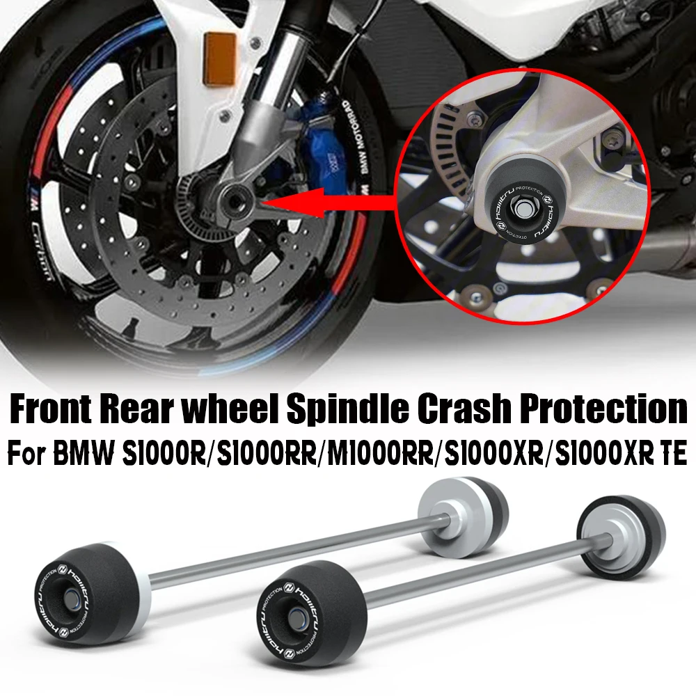 

For BMW S1000R S1000RR M1000RR 2013-2023 / S1000XR S1000XR TE 2020-2023 Front & Rear Axle Fork Crash Sliders Wheel Protection