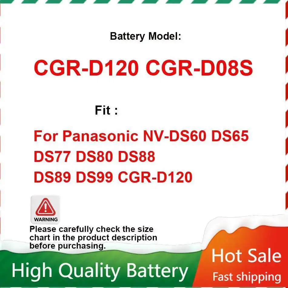 

Camera Battery High-Performance Rapid Charging 800Mah For Panasonic NV-DS60 DS65 DS77 DS80 DS88 DS89 DS99 Cgr-D120 Cgr-D08S