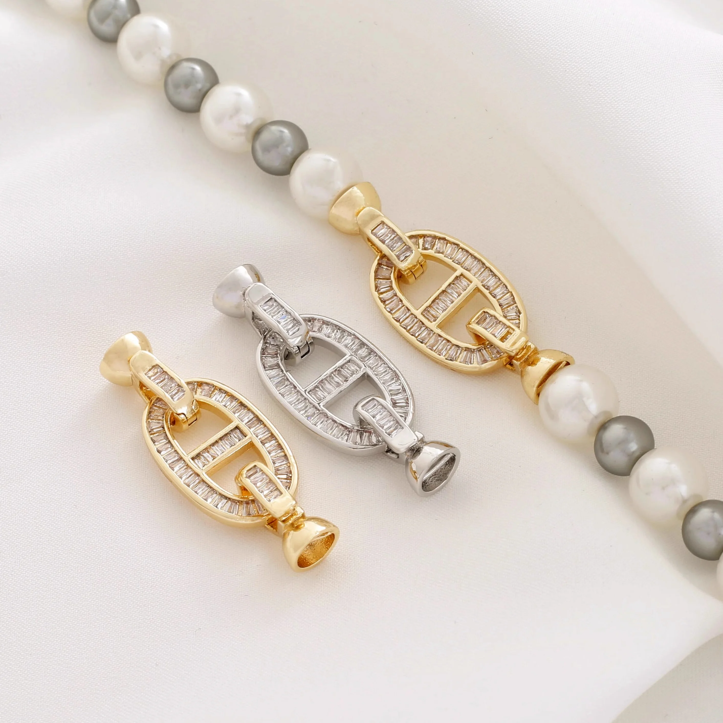 1 Piece Micro-inlaid Zircon Japanese Letter D U-shaped Connecting Buckle Diy Pearl Bracelet Necklace Jewelry Buckle Accessories