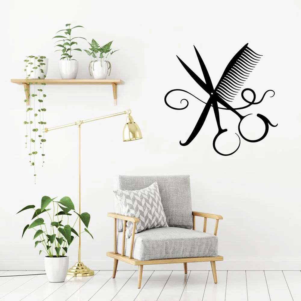 1 pc Beauty salon or barbershop wallpaper Decal Removable Vinyl Mural Poster For Kids Rooms Decoration Vinyl Art Decal