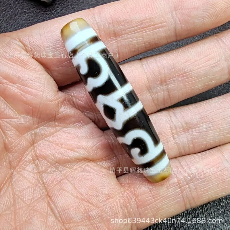 High-Oil, Aged, And Well-Preserved Tibetan-Style Dzi Bead Pendant, 58Mm, Suitable Use As An Accessory Or Charm