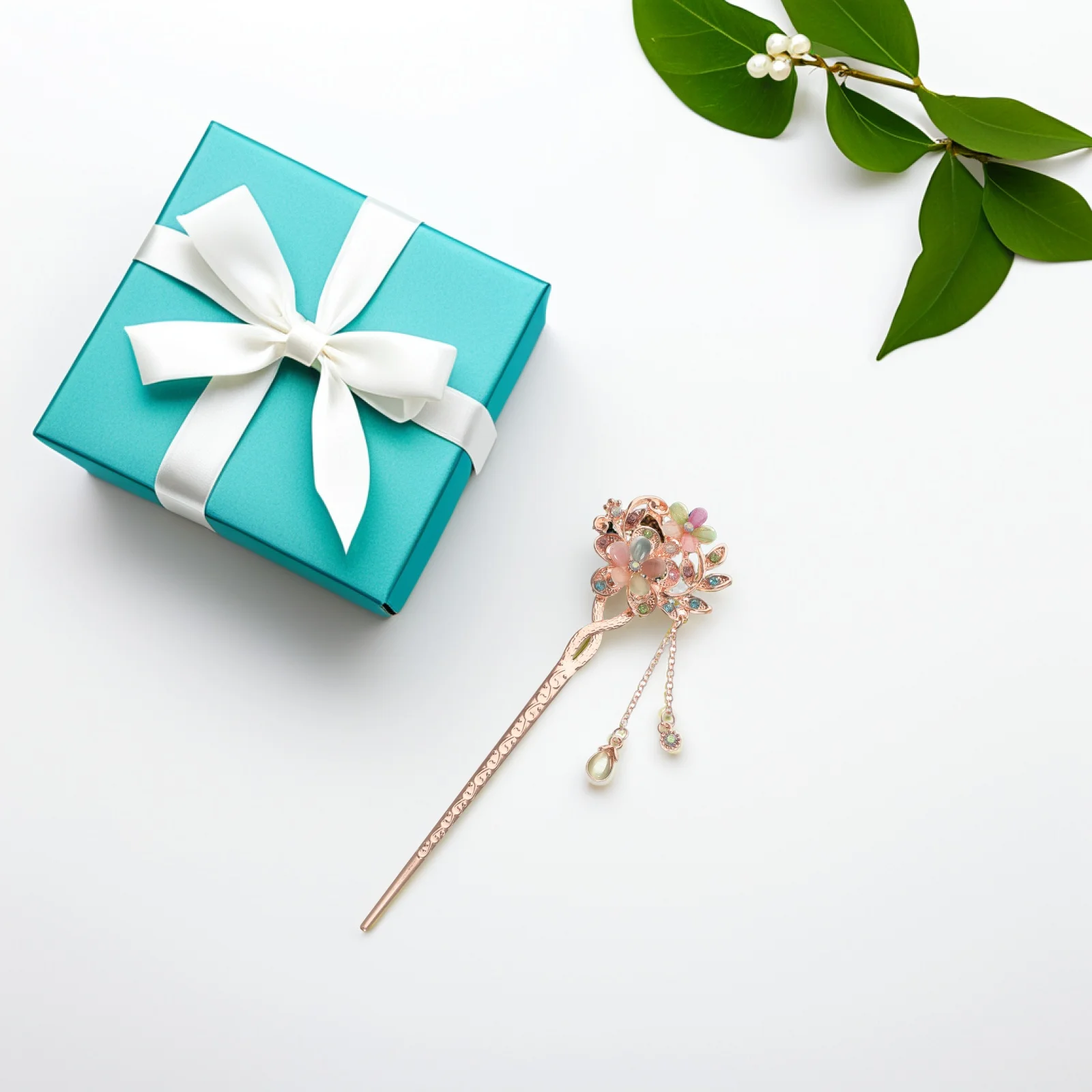 

Vintage Hairpin Double Flower Tassel Durable Material Women Accessories Chignon Bride Casual Parties Unique Gift Hair Styling