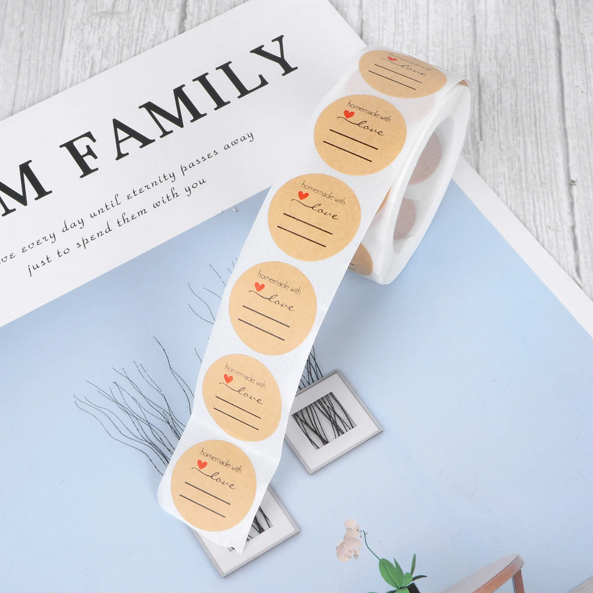 소 가죽 사랑 스티커 쿠키 캔디 가방을위한 라운드 레이블 간식 상자 씰링 수제 선물 에코 접착제 장식