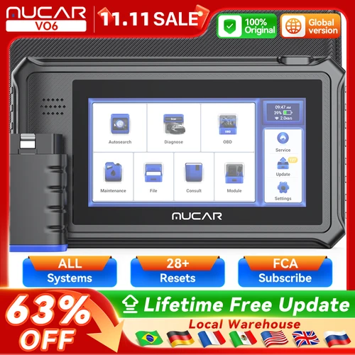 Herramientas profesionales de diagnóstico para automóviles THINKCAR MUCAR VO6, todos los sistemas, 28 reinicios, escáner OBD2 automático sin vida, lector de códigos, programación de llaves