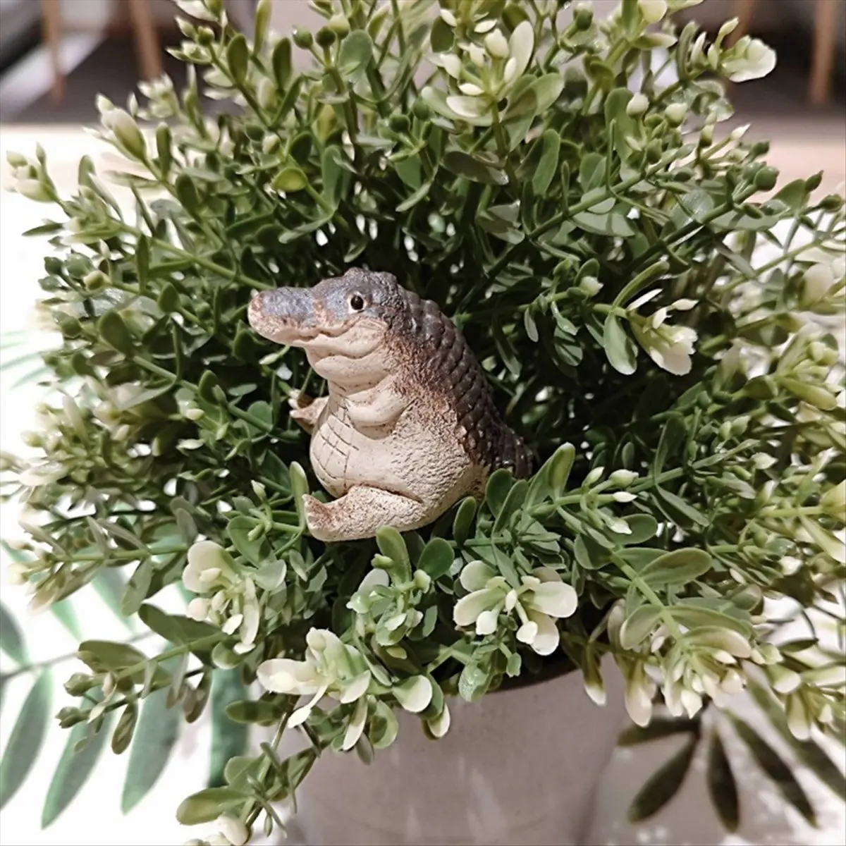 Alligator Statue Ornament, Tea Pet Alligator Baby Statue Garden Animals Figurine, Resin Decor &LICG