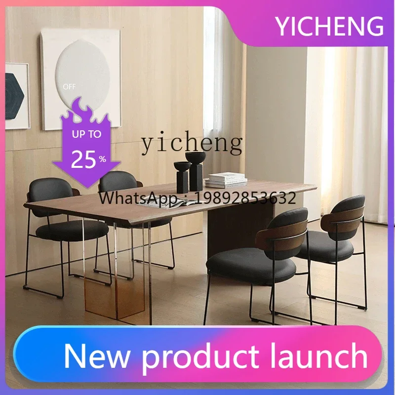 LYY  black walnut dining table acrylic suspended desk tea table ash wood solid wood