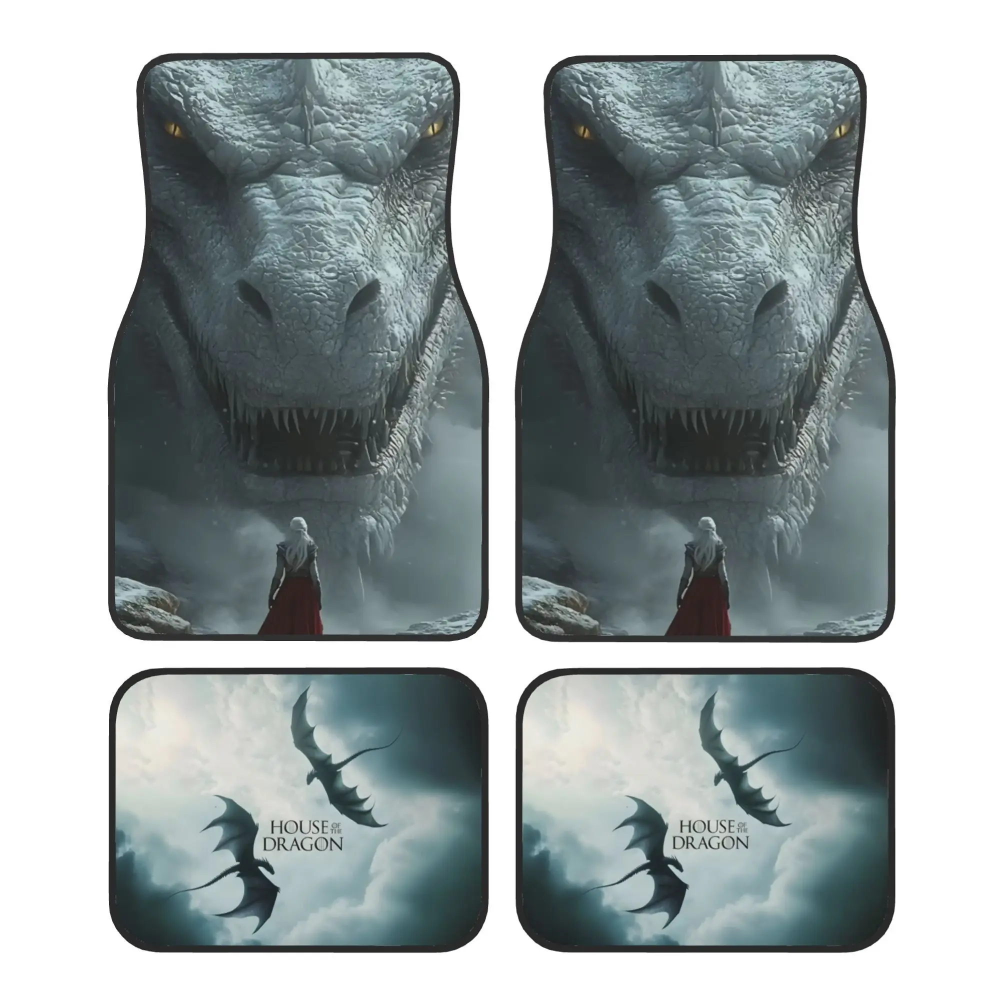 Game Of Thrones House Dragons Car Floor Mats - Universal Fit Car, Truck And SUVs, Polyester Material, 4pcs Simple Deluxe Portabl